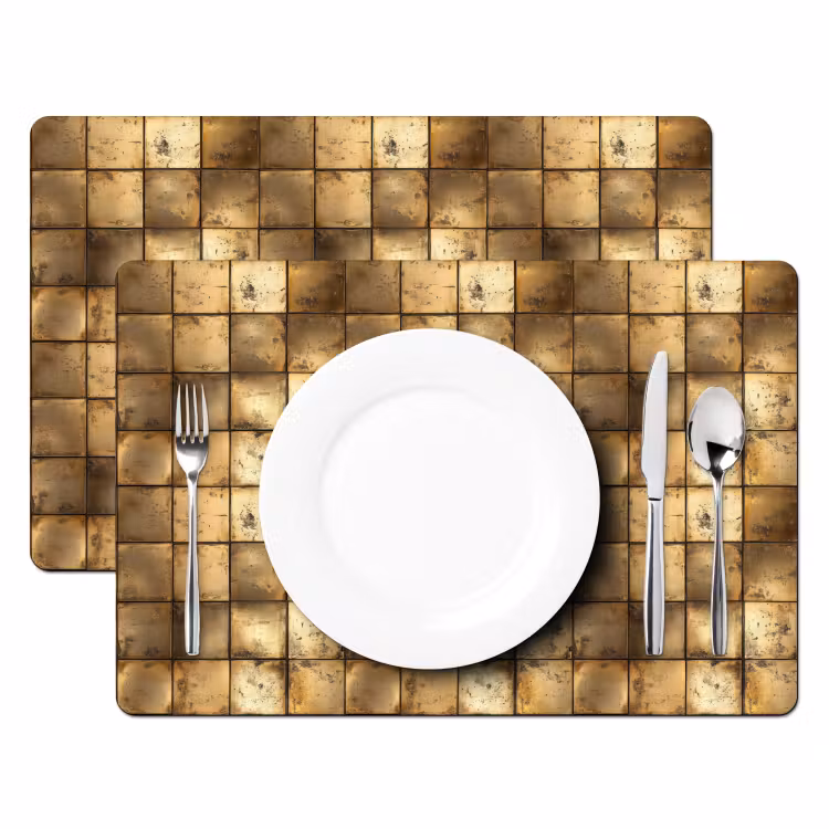 Tischset - 6 Stück - Geometrisch - Kacheln - Gold — 2