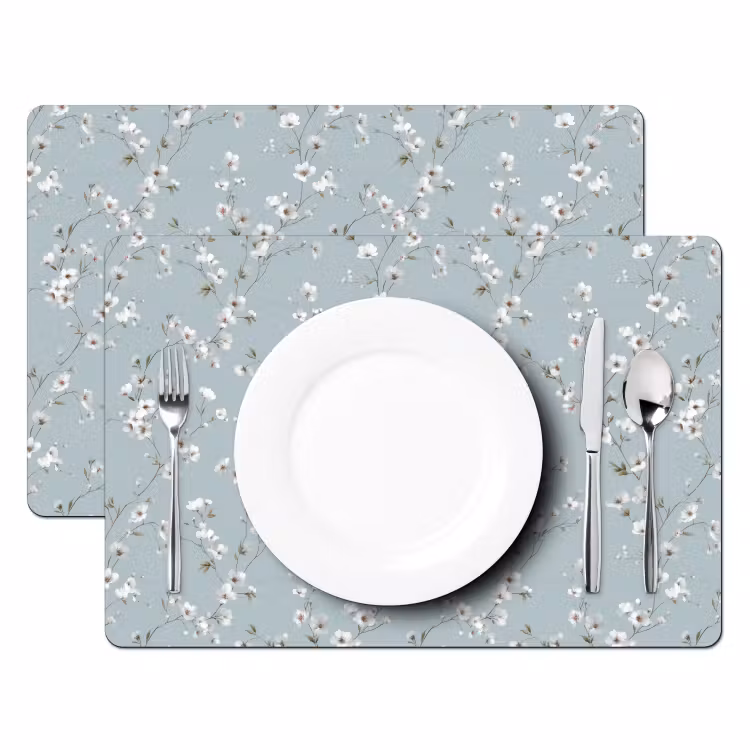 Tischset - 6 Stück - Klassisch - Blumen - Blau — 2