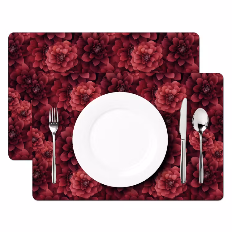 Tischset - 6 Stück - Dahlien - Blumen - Rot — 2