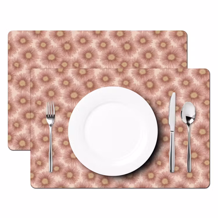 Tischset - 6 Stück - Gerbera - Blumen - Rosa — 2