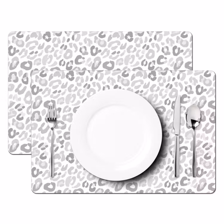Tischset - 6 Stück - Leopard - Motiv - Grau — 2