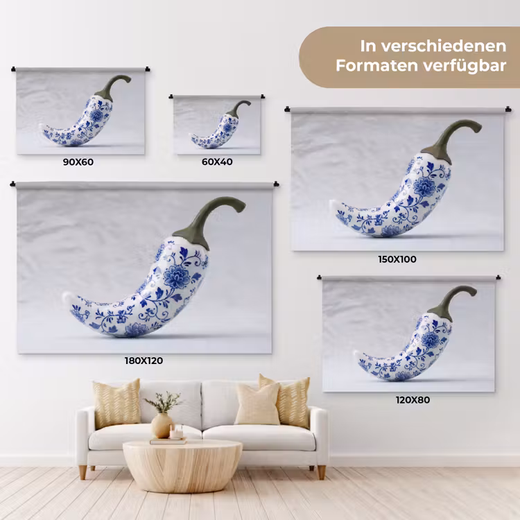 Wandteppich - Chilischote - Keramik - Blau — 8