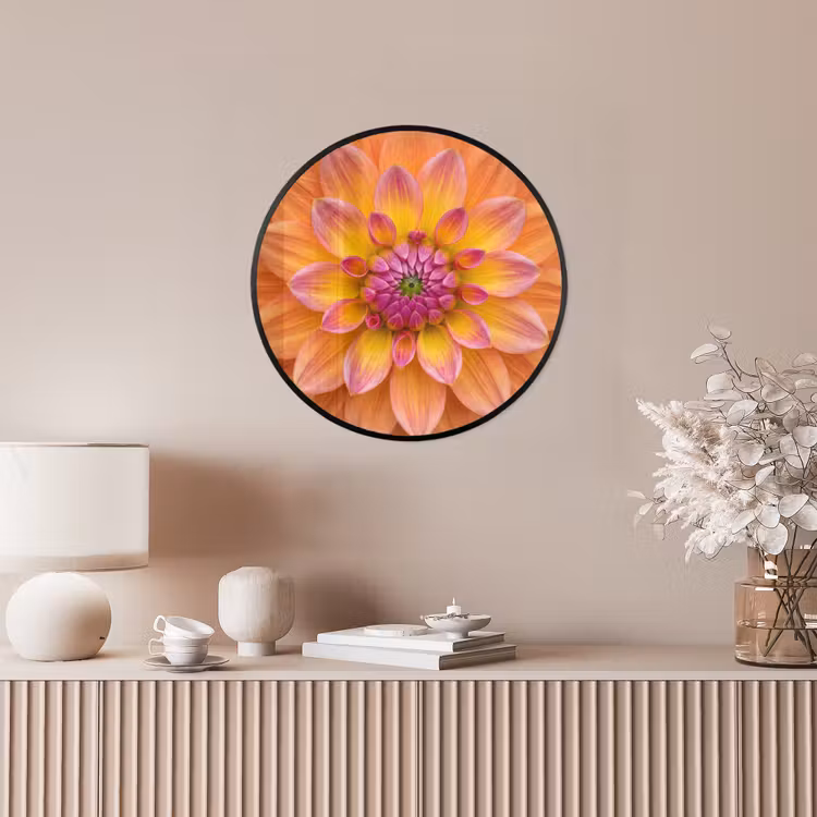 Poster im Rahmen Rund - Dahlie - Blume - Orange — 5