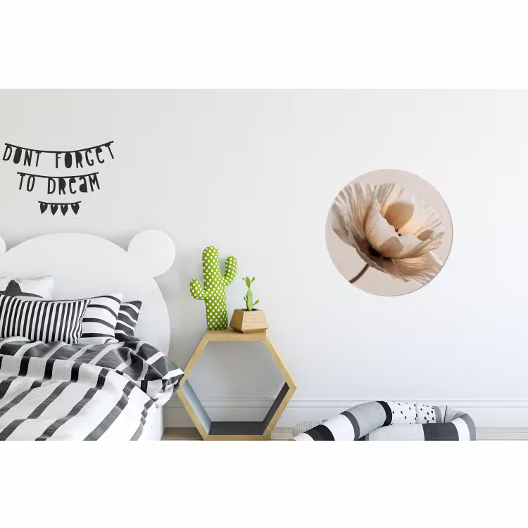 Alu-Dibond-Bild Rund - Blume - Beige - Creme — 4
