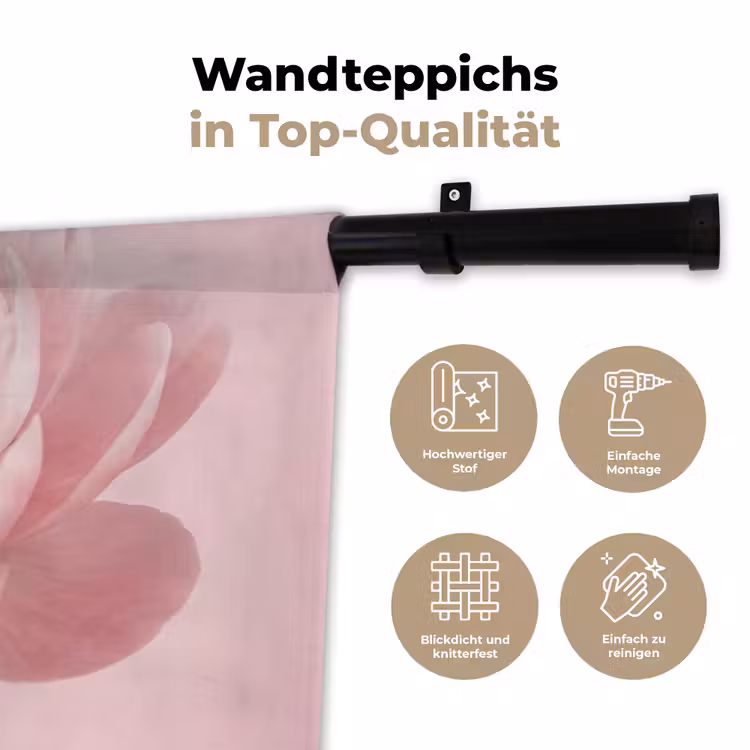 Wandteppich - Blume - Pfingstrose - Rosa — 7