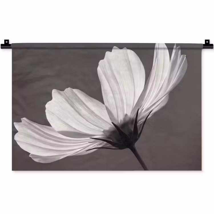 Wandteppich - Blume - Minimalistisch - Schwarz - Weiß — 1