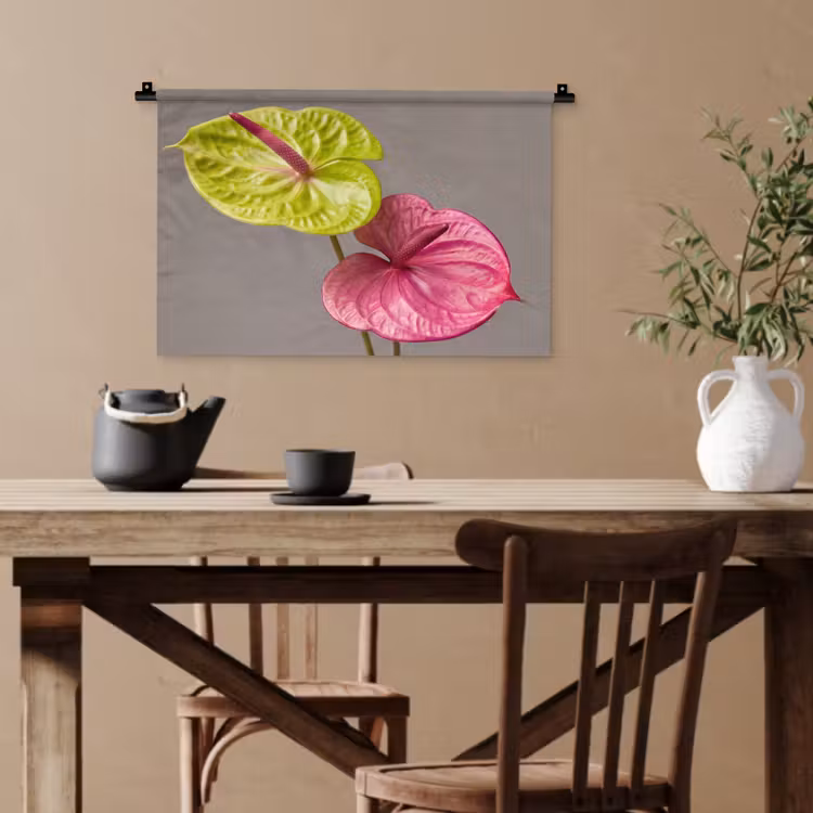 Wandteppich - Pflanzen - Anthurium - Grün - Rosa — 3