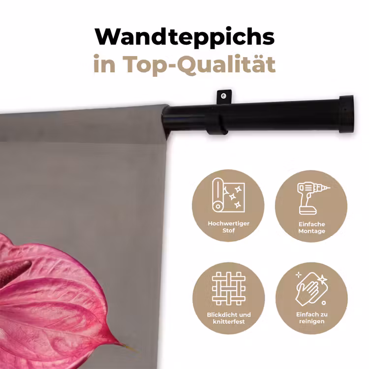 Wandteppich - Pflanzen - Anthurium - Grün - Rosa — 7
