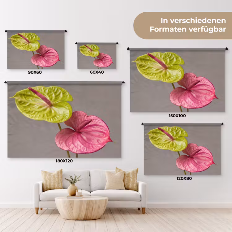 Wandteppich - Pflanzen - Anthurium - Grün - Rosa — 8