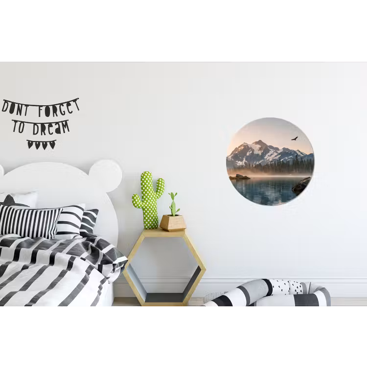 Alu-Dibond-Bild Rund - Berge - Wasser - Bäume — 4