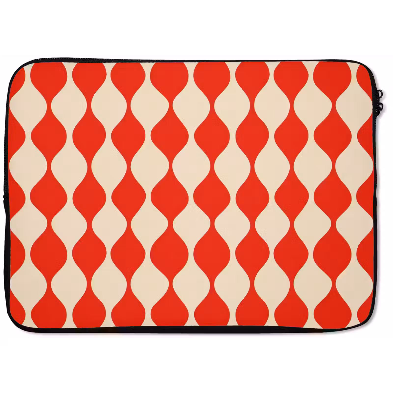 Laptop hülle - Wellenförmiges Muster - Retro - Rot - Beige — 1