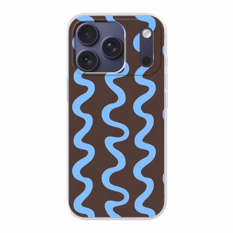 Handyhülle - Sich windende Linien - Blau - Braun - Minimalistisch — 1