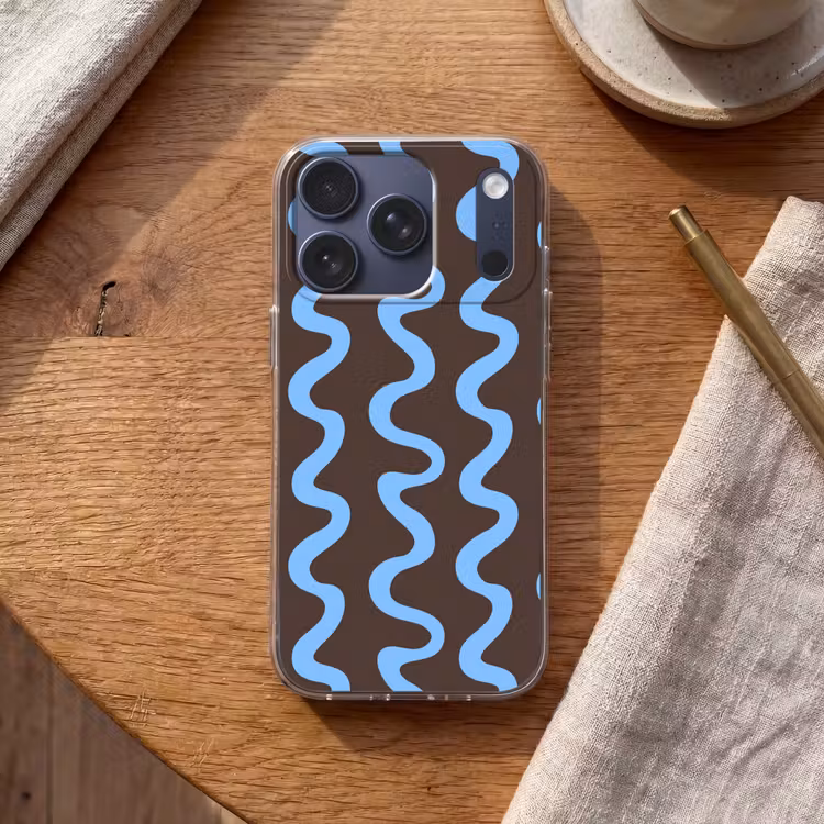 Handyhülle - Sich windende Linien - Blau - Braun - Minimalistisch — 2