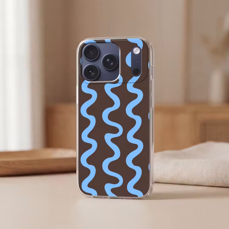 Handyhülle - Sich windende Linien - Blau - Braun - Minimalistisch — 3