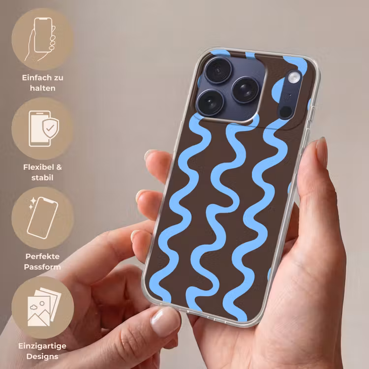 Handyhülle - Sich windende Linien - Blau - Braun - Minimalistisch — 4