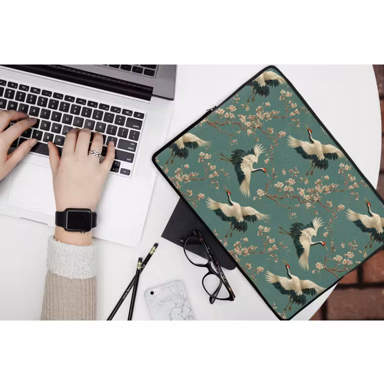 Laptop hülle - Kirschblüte - Umstandsblumen - Grün — 3