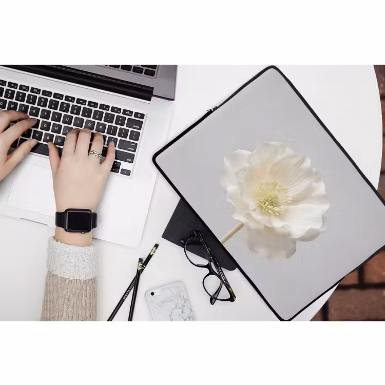 Laptop hülle - Blume - Minimalistisch -Weiß — 3