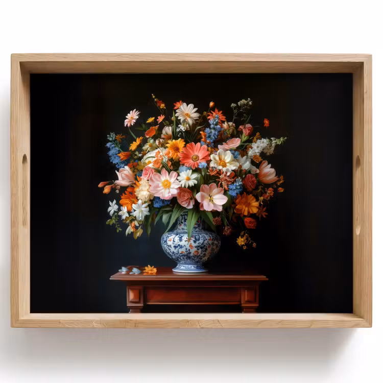 Tablett - Blumenstrauß - Rosa - Vase — 1