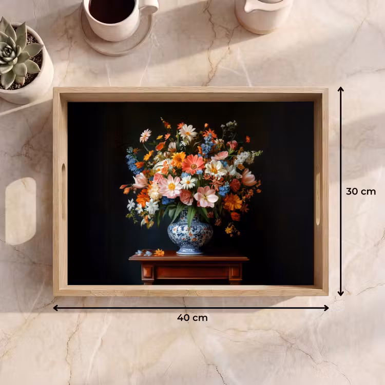 Tablett - Blumenstrauß - Rosa - Vase — 9