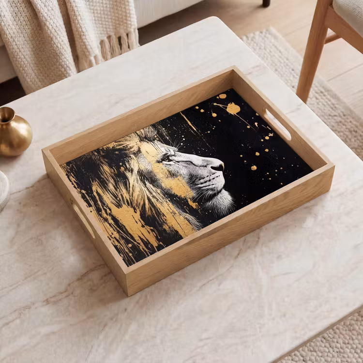 Tablett - Porträt - Löwe - Abstrakt - Gold — 2