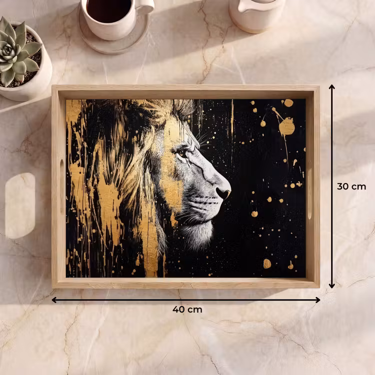 Tablett - Porträt - Löwe - Abstrakt - Gold — 9