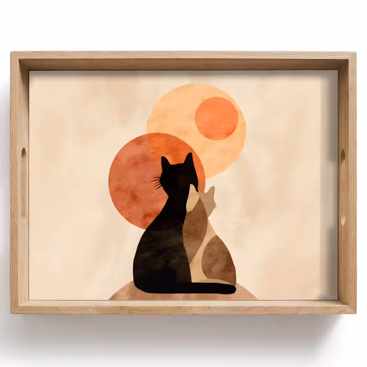 Tablett - Katzen - Schwarz - Abstrakt - Kreise — 1