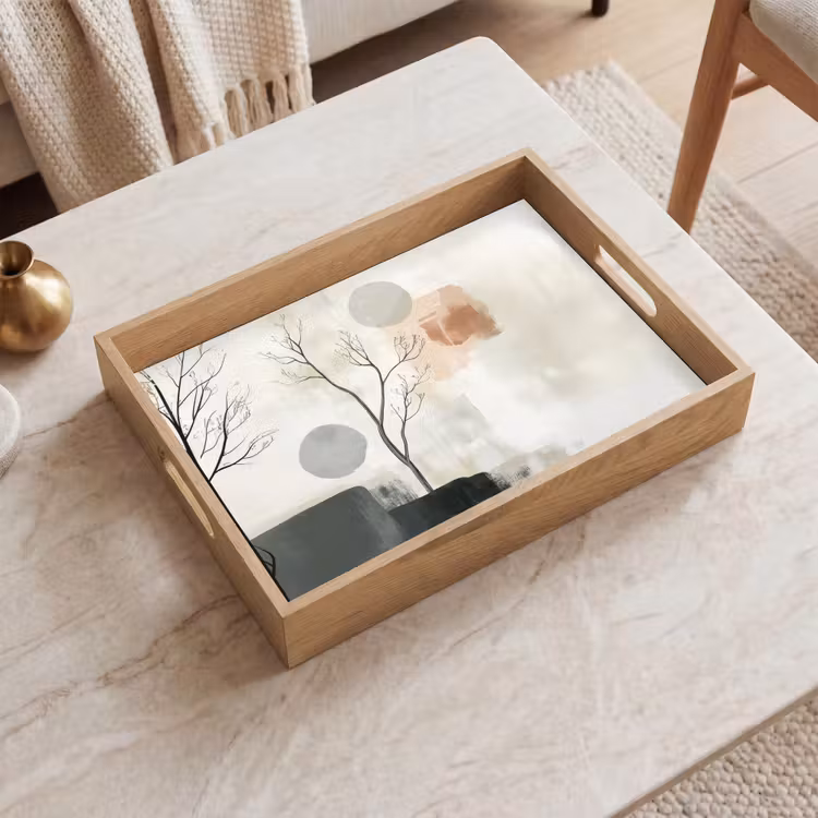 Tablett - Wabi sabi - Beige - Pflanze — 2