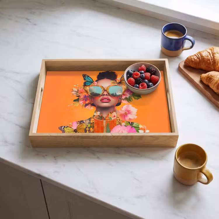 Tablett - Schmetterlinge - Frau - Sonnenbrille - Bunt — 4