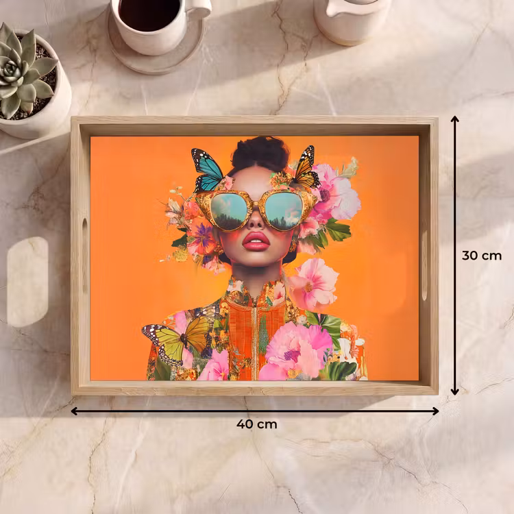 Tablett - Schmetterlinge - Frau - Sonnenbrille - Bunt — 9