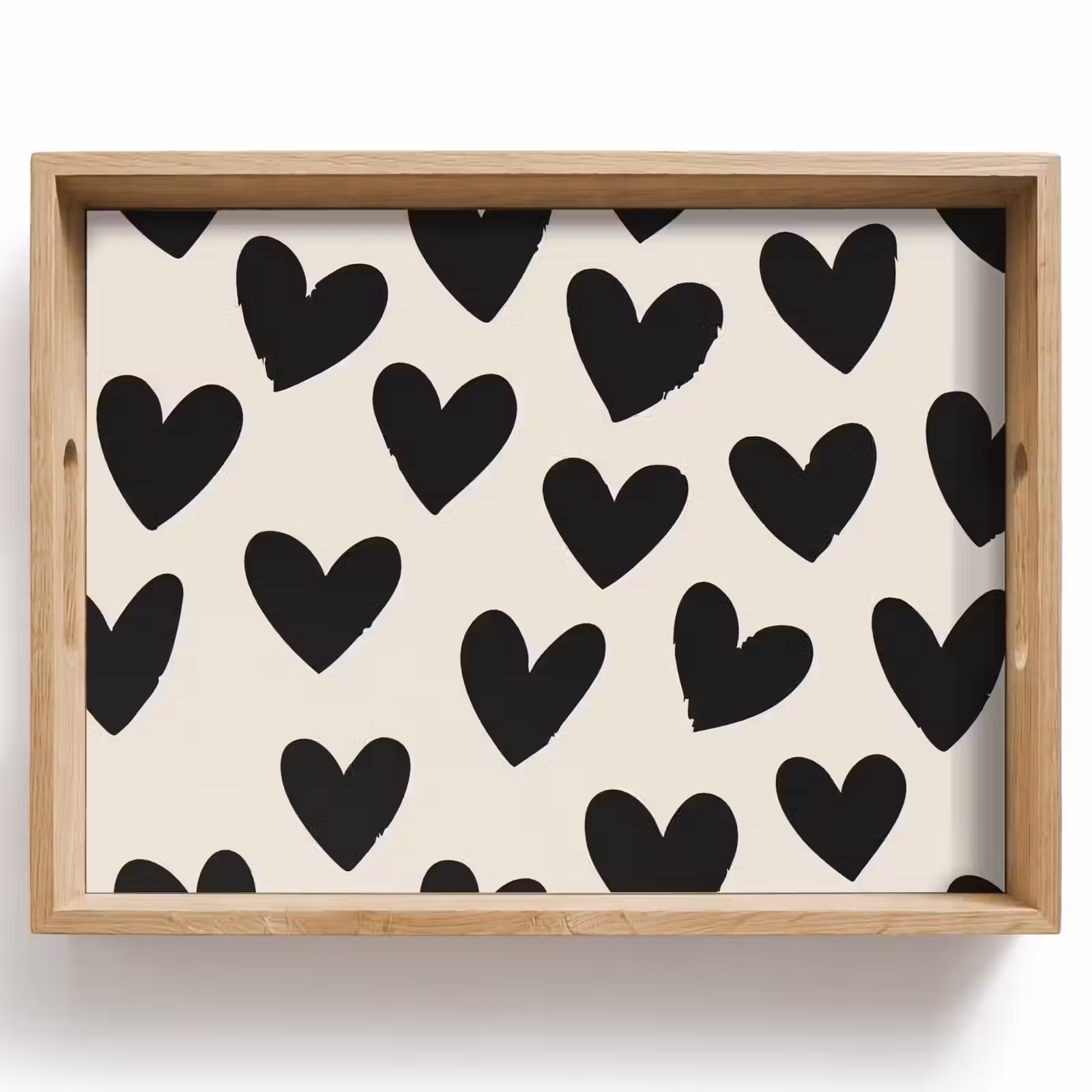 Tablett - Herzen - Schwarz - Beige — 1
