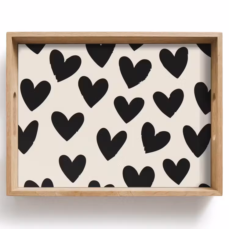 Tablett - Herzen - Schwarz - Beige — 1
