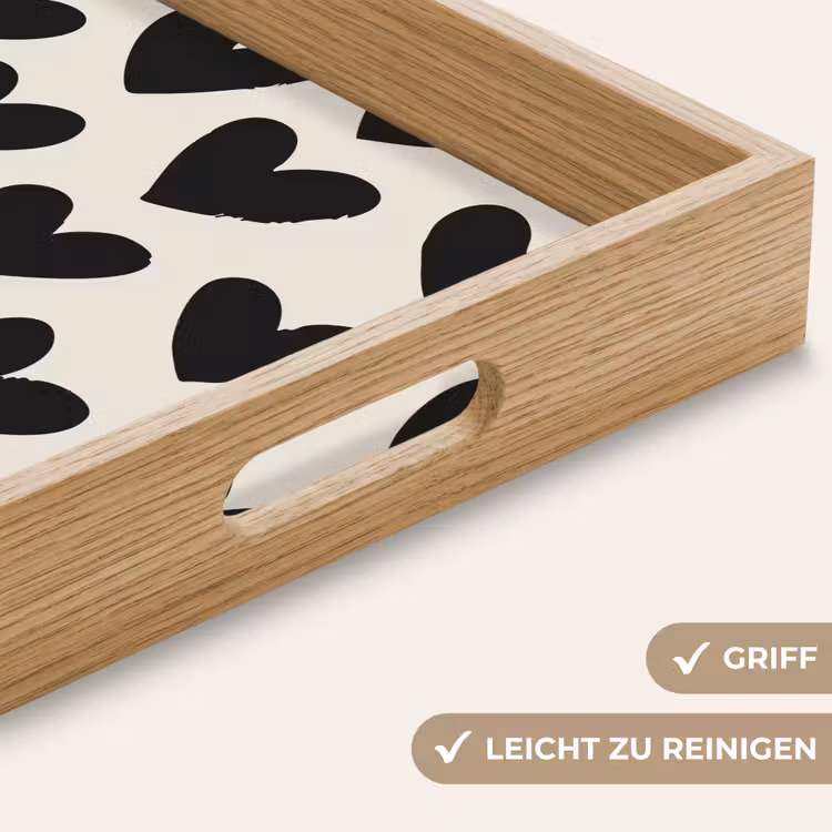 Tablett - Herzen - Schwarz - Beige — 5
