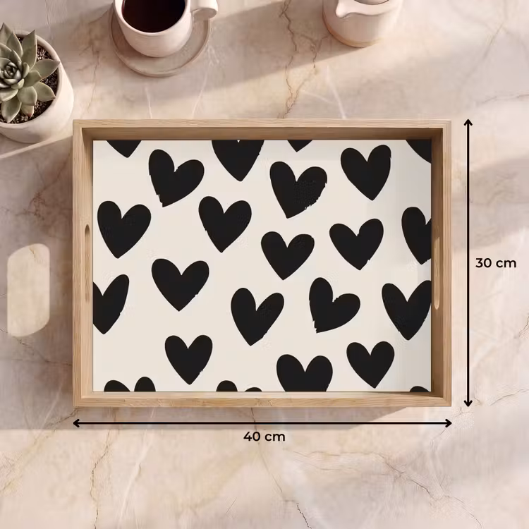 Tablett - Herzen - Schwarz - Beige — 9