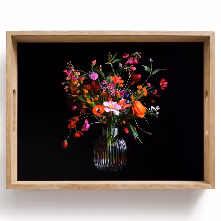 Tablett - Blumenstrauß - Feldblumen - Vase — 1