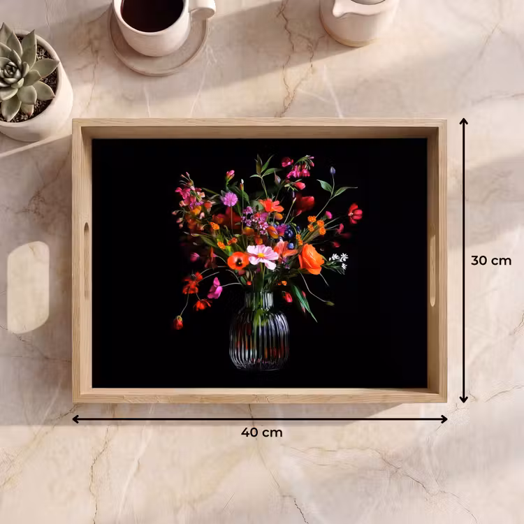 Tablett - Blumenstrauß - Feldblumen - Vase — 9