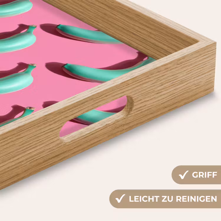 Tablett - Bananen - Muster - Blau - Rosa — 5