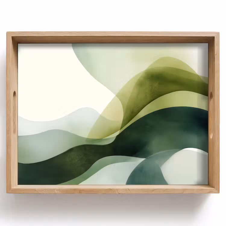 Tablett - Wellen - Abstrakt - Hellgrün - Ornamental — 1