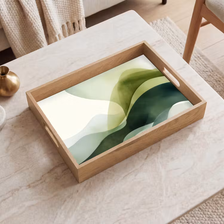 Tablett - Wellen - Abstrakt - Hellgrün - Ornamental — 2