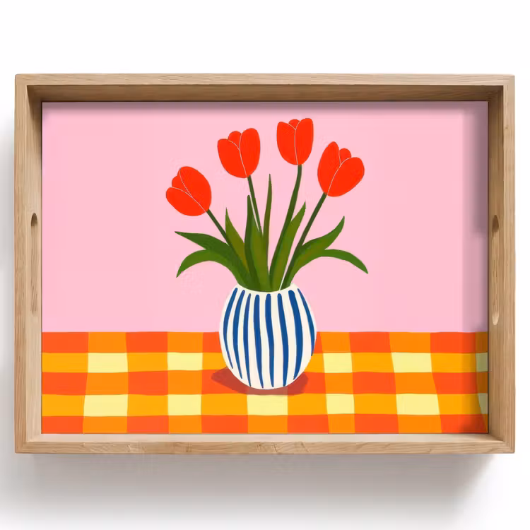 Tablett - Tulpen - Rosa - Vase — 1