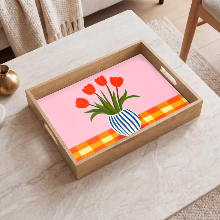 Tablett - Tulpen - Rosa - Vase — 2