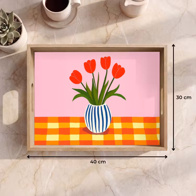 Tablett - Tulpen - Rosa - Vase — 9