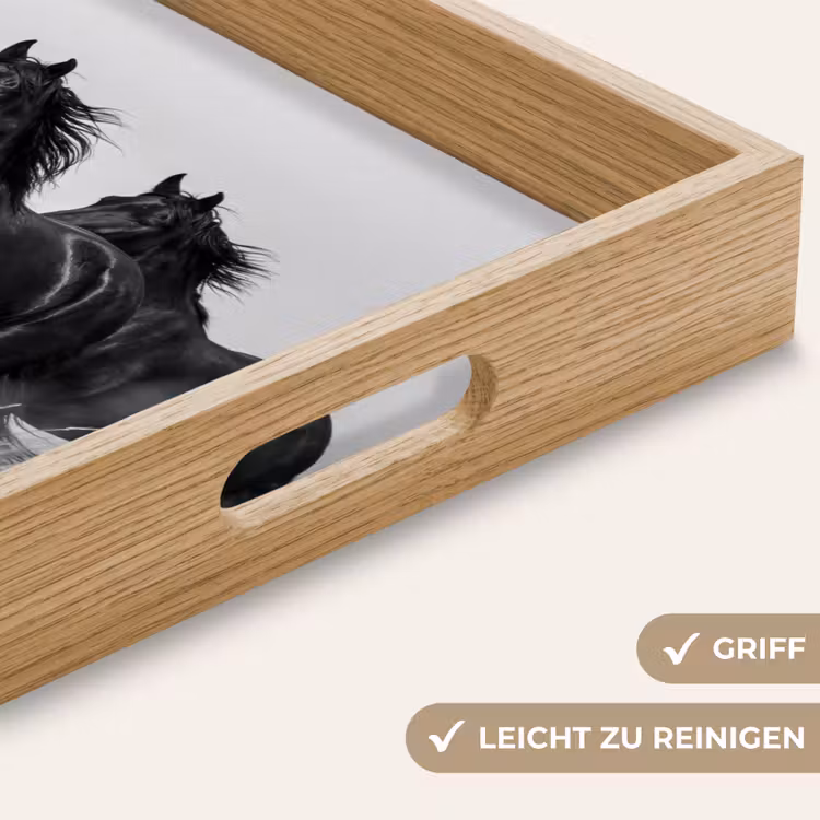 Tablett - Pferde - Gras - Schwarz - Weiß — 5