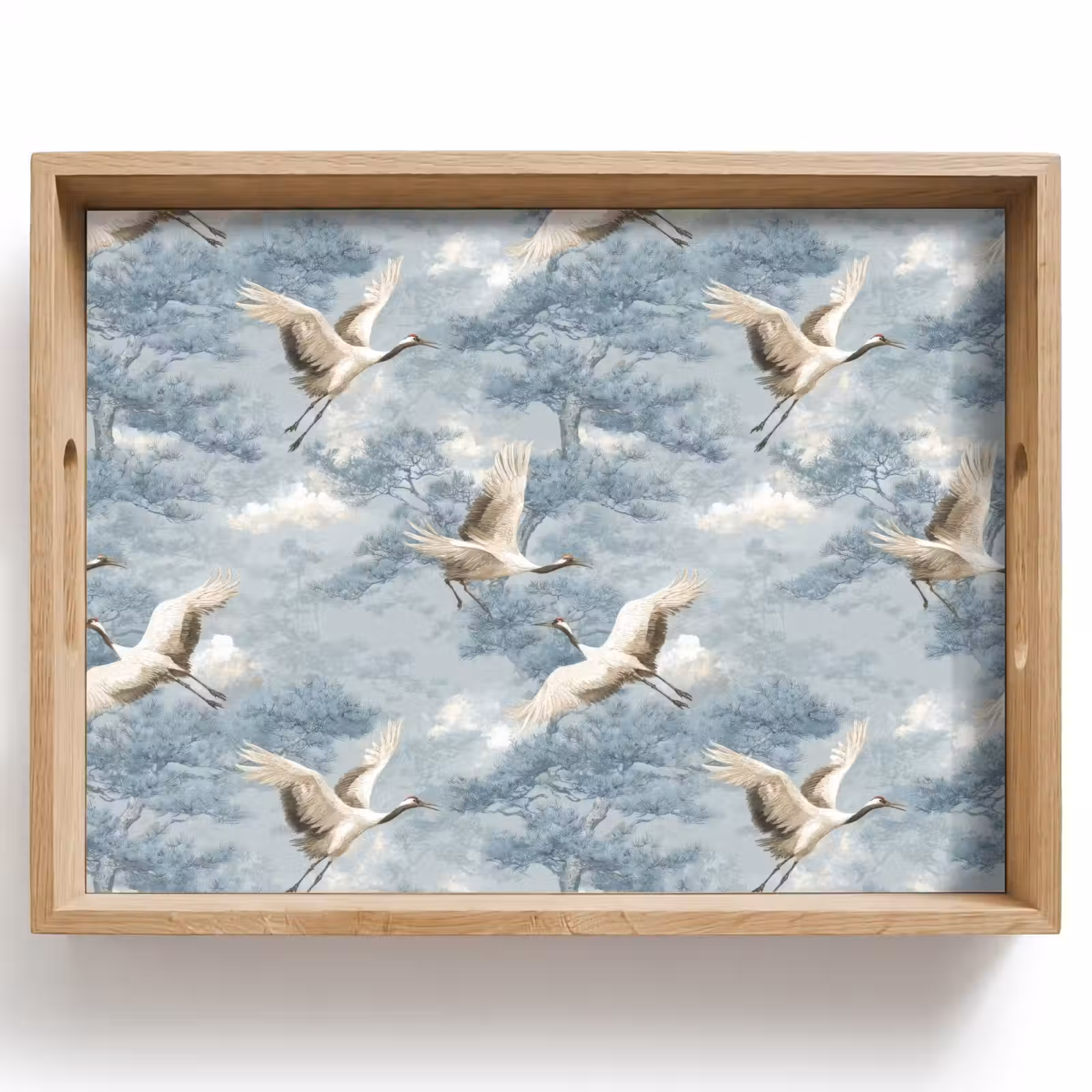 Tablett - Wolken - Kraniche - Blau — 1
