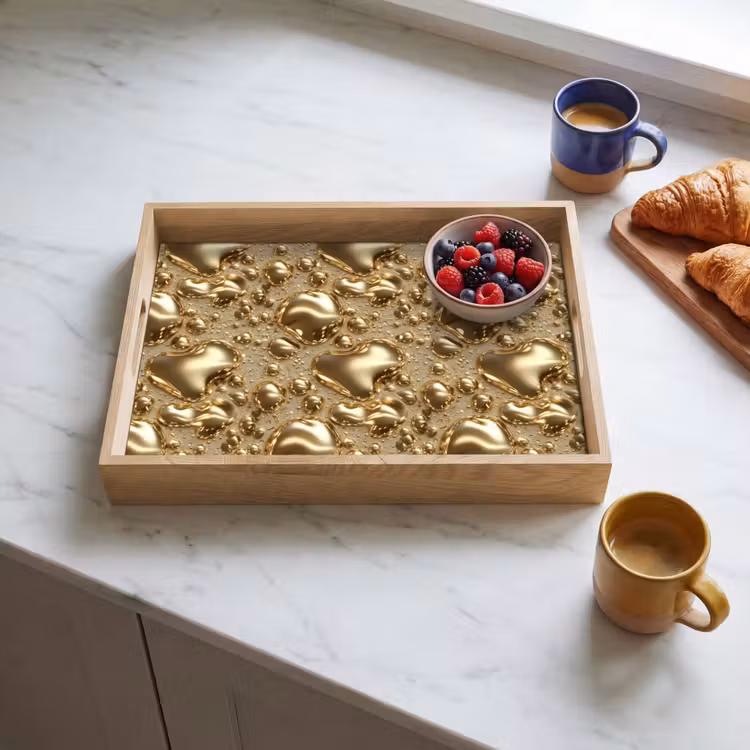 Tablett - Tröpfchen - Organisch - Gold — 4