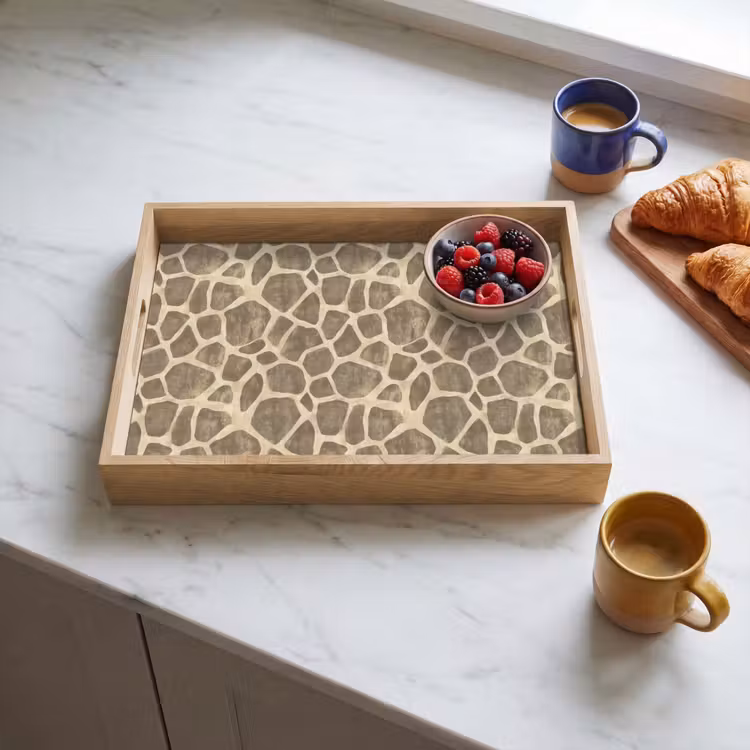 Tablett - Giraffe - Muster - Beige - Braun — 4