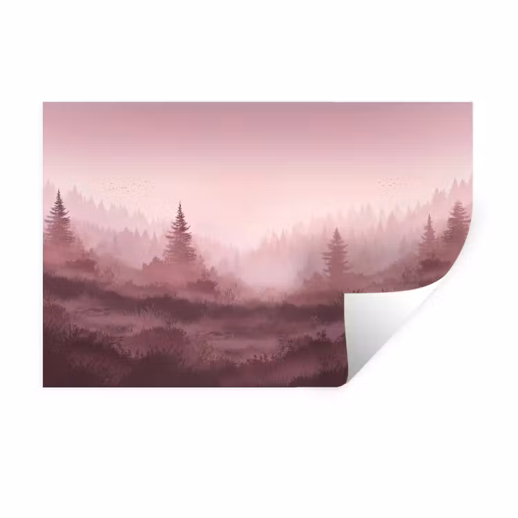 Wandtattoo – Landschaft - Neblig - Rosa — 1