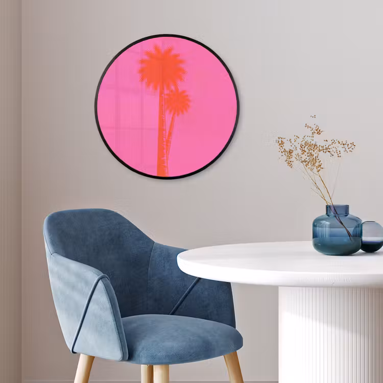Poster im Rahmen Rund - Palmen - Modern - Rosa — 4