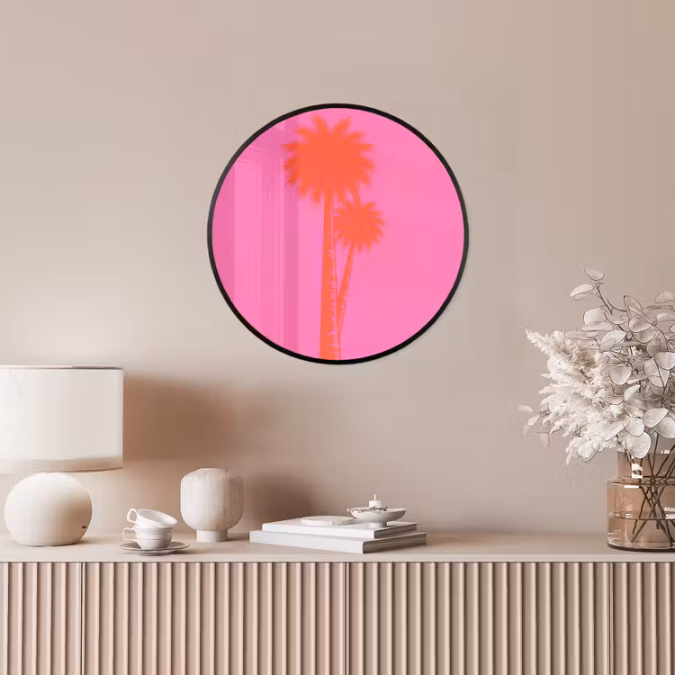 Poster im Rahmen Rund - Palmen - Modern - Rosa — 5