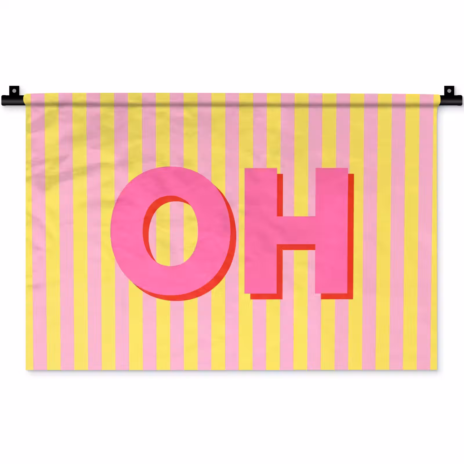 Wandteppich - Text - Streifen - Rosa — 1