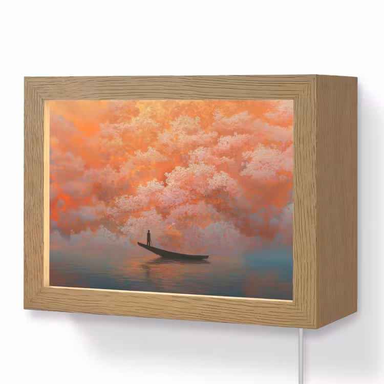 Lightbox - Wandleuchte - Meer - Boot - Wolken - Orange — 1